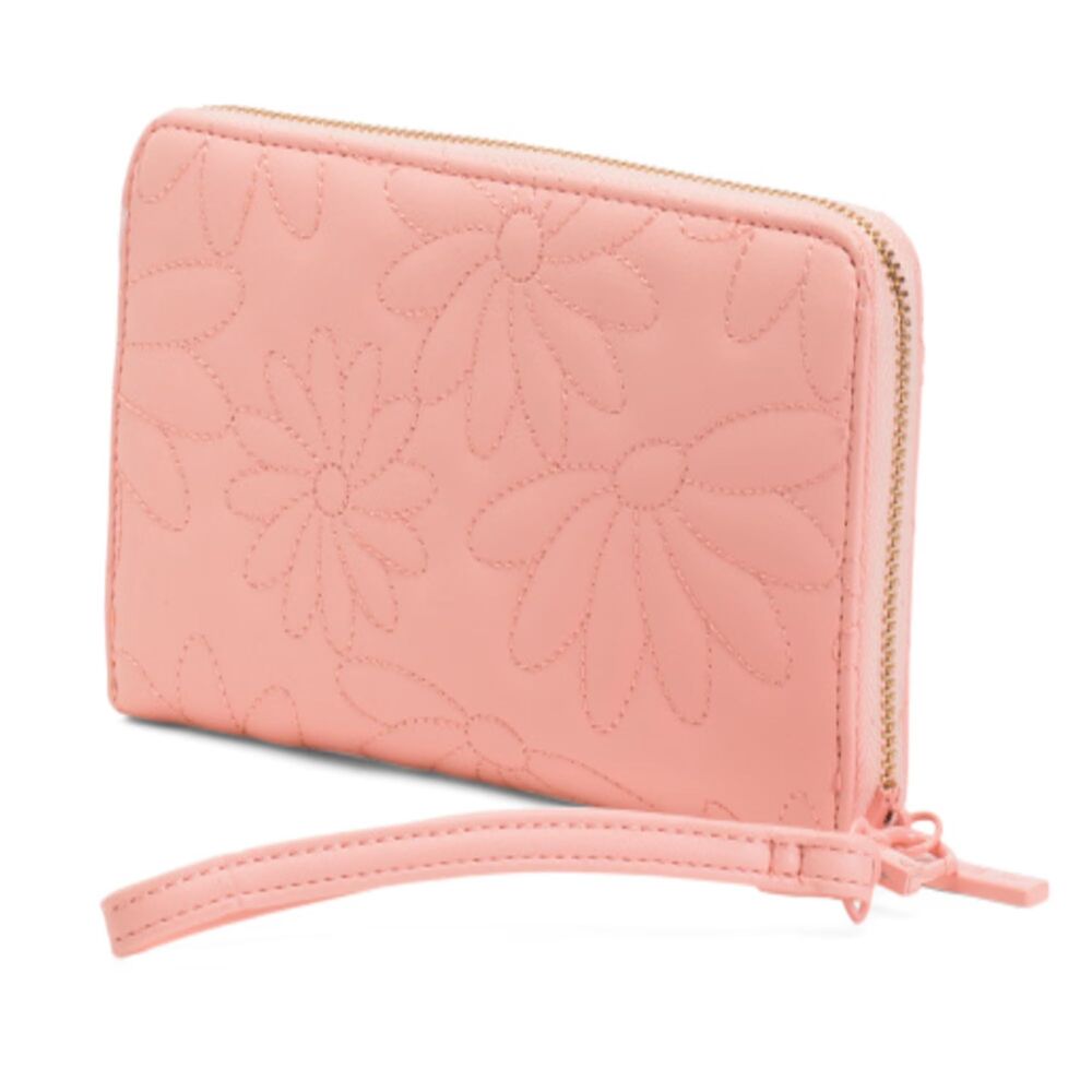 NIB Betsey Johnson Pink Floral Quilted Wallet w/ Removeable Wristlet Strap